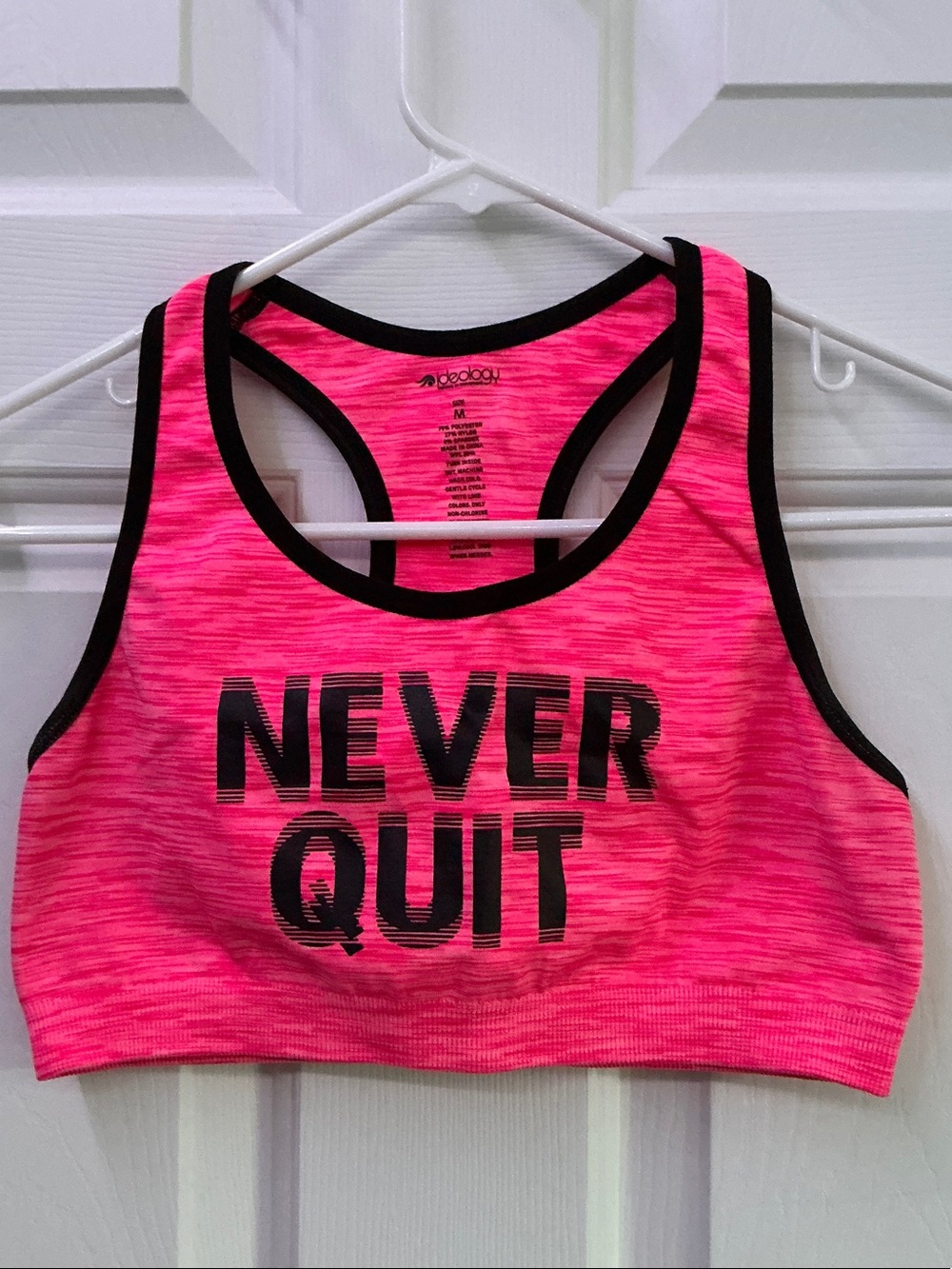 Ideology Hot Pink Racerback Sports Bra with Black Trim